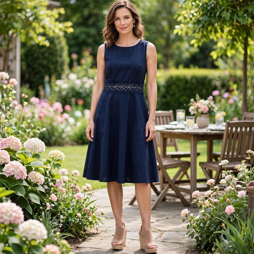Homeyee Navy Sleeveless Dress